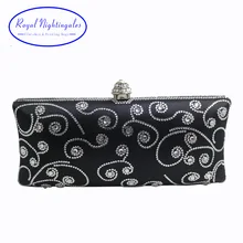 Качественный женский черный Жесткий футляр с кристаллами вечерние сумки и вечерние клатчи