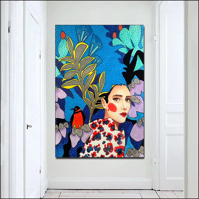 

SELFLESSLY Art Vogue Girls Nordic Poster Caroon Painting Canvas Art For Living Room Wall Art Fashion Girl Modern Style Pictures