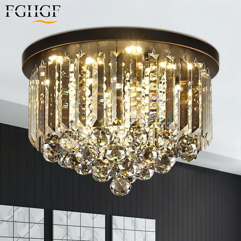 

Luxury Crystal Chandelier Indoor Lighting Cristal Hanging Lustre LED Flush Mounted Light for Home Hotel Restaurant Living Decor