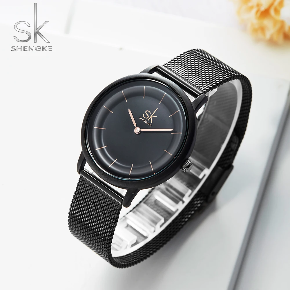 SK кожаные часы для женщин Простые Модные кварцевые часы для Reloj Mujer женские наручные часы SHENGKE Relogio Feminino