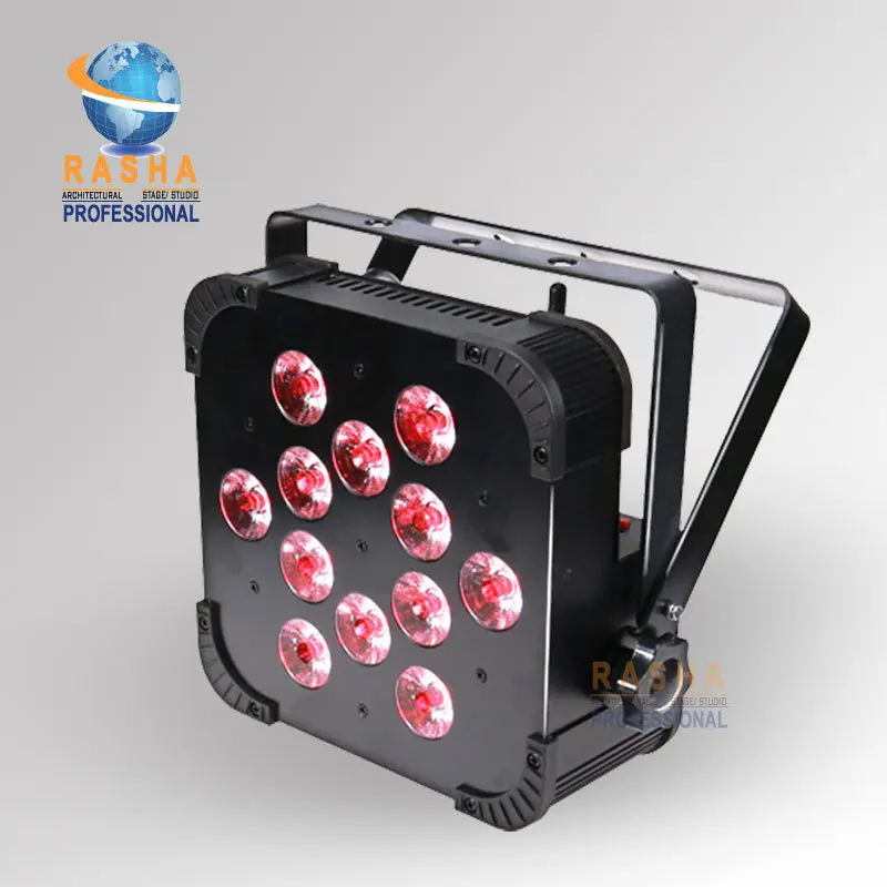 

Rasha New Panta V12 12pcs*15W 5in1 RGBAW Bilt in Wifi/Wirelss DMX LED Flat Par Can For Disco Party,DJ Event,Stage Productions