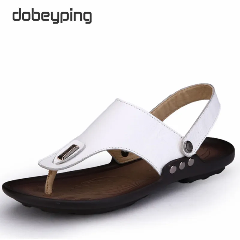 

Genuine Leather Summer Sandals Men's Casual Shoes Flip Flops Man Beach Slippers Super Light Dual- Use Shoes Chinelos Masculina