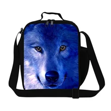 Маленькие сумки обед для мальчиков-подростков, волк Обед Контейнер с животным принтом изолированные обед сумка-холодильник для детей мешок муки