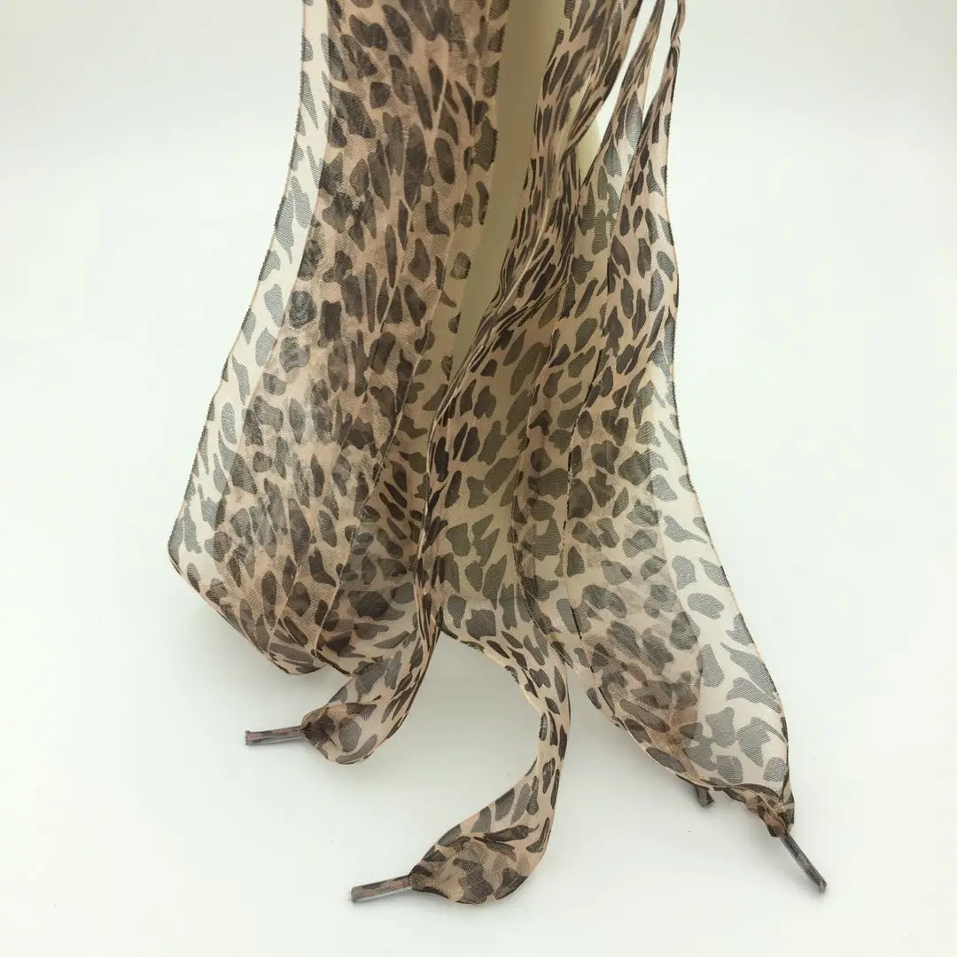 Горячая дешевая цена шифон Леопардовый принт 110 см шнурки для кроссовок и кожаных туфель
