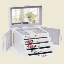 Big 5-Layers Door-Shaped Butterfly Luxury Wooden Jewerly Case For Necklace Storage Ring Show Bracelet Box With Lock zs035