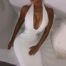 NiceMix 2019 Sexy V Neck Ribbed Long Dress Women Spring Sheath Backless Halter Bodycon Vestidos Party Bandage Dress Robe Femme NiceMix 2019 Sexy V Neck Ribbed Long Dress Women Spring Sheath Backless Halter Bodycon Vestidos Party Bandage Dress Robe Femme