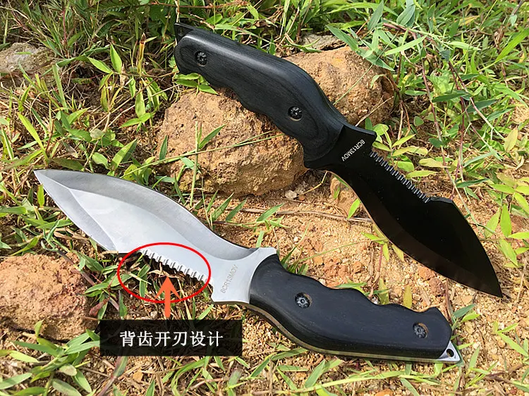 На открытом воздухе Выживание D2 нож Походный, инструмент, высокая твердость черное дерево 60HRC маленький прямой нож, является наиболее часто используемый шлифовальный инструмент для самостоятельного