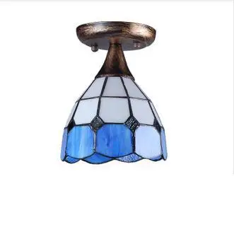 

150mm blue/white Stained Glass Tiffany Ceiling Light European Classical Baroque Kitchen Hallway Home Decoration E27 110-240V