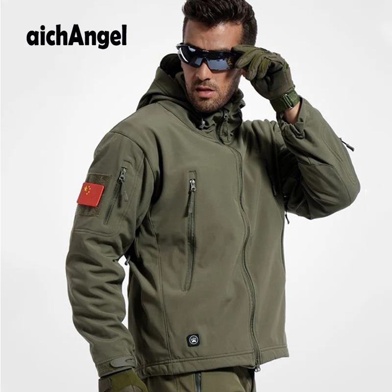 Online AichAngeI Armee Camouflage Mann Mantel Military Jacke Wasserdicht Windjacke Tactical Softshell Hoodie Jacke Winter Outwear