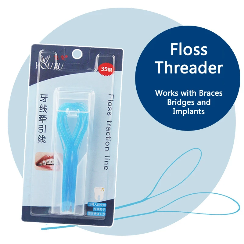 

Orthodontic Dental Floss Threader Works with Braces Bridges Implants with Storage Case 35 Count