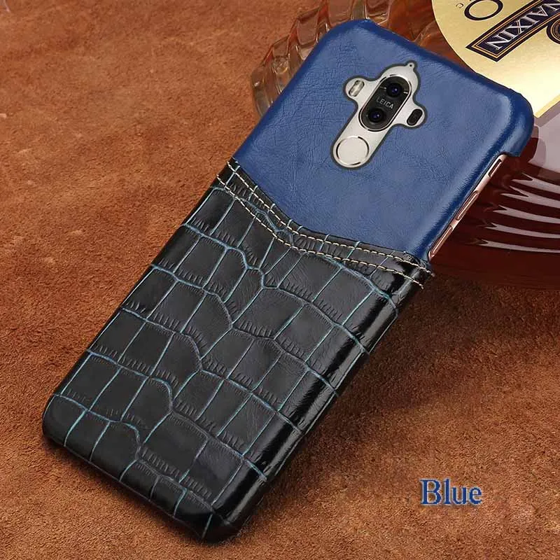 05-Blue Wangcangli чехол для телефона с узором «крокодиловая кожа» и воск кожа смешанный цвет Половина пакет чехол для телефона для huawei Коврики 9 пользовательских обработки - Цвет: 05-Blue