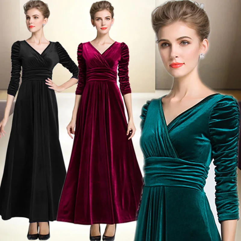 vestido longo de veludo