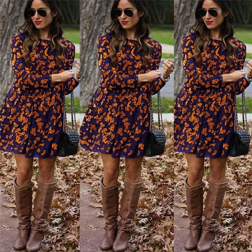 2018 Print Casual Loose Tops Long Sleeve Solid Dress Autumn Summe Women Button Down Plus Size Vestido De Festa 40OC115