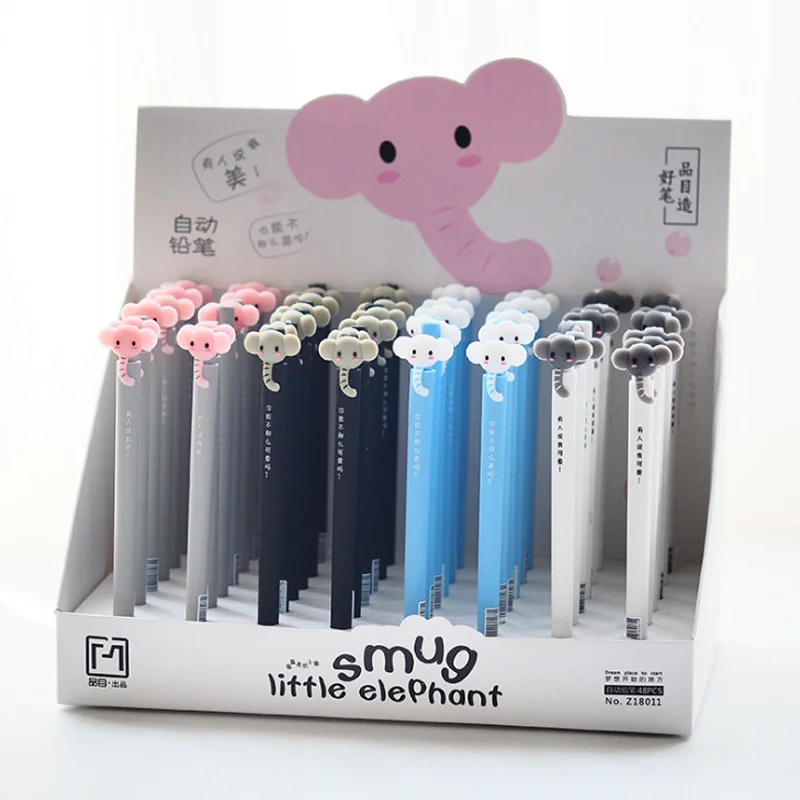 

4 Pcs/set Cartoon Animal Little Elephant Mechanical Pencil Cute Plastic Automatic Pencils For Writing Gift Stationery Supplies