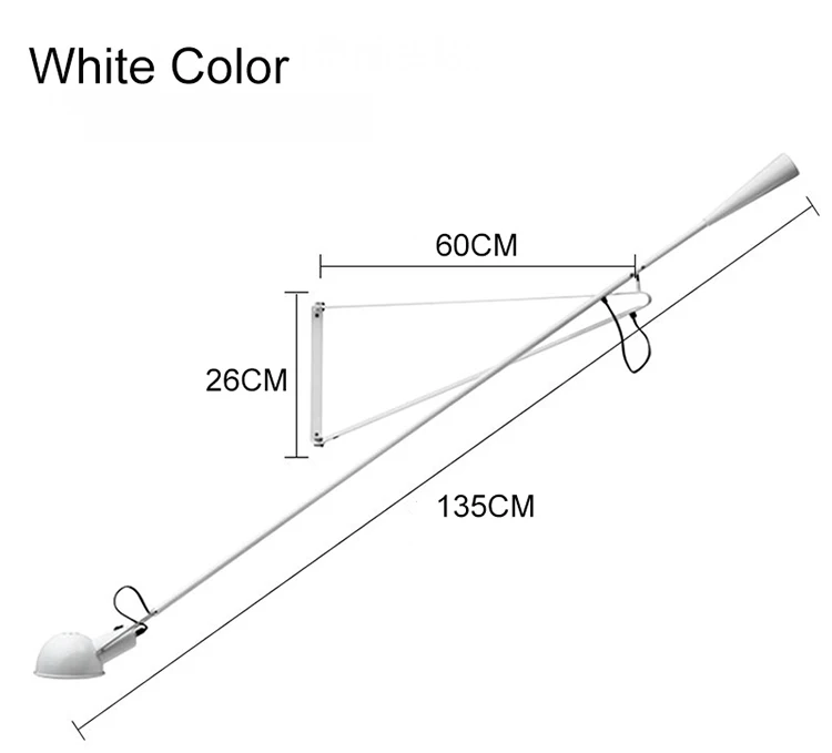 Европейский художественный Декор светодиодный настенный прикроватный светильник Белый Черный Регулируемая настенная лампа с длинным кронштейном с выключателем и вилкой EU/US