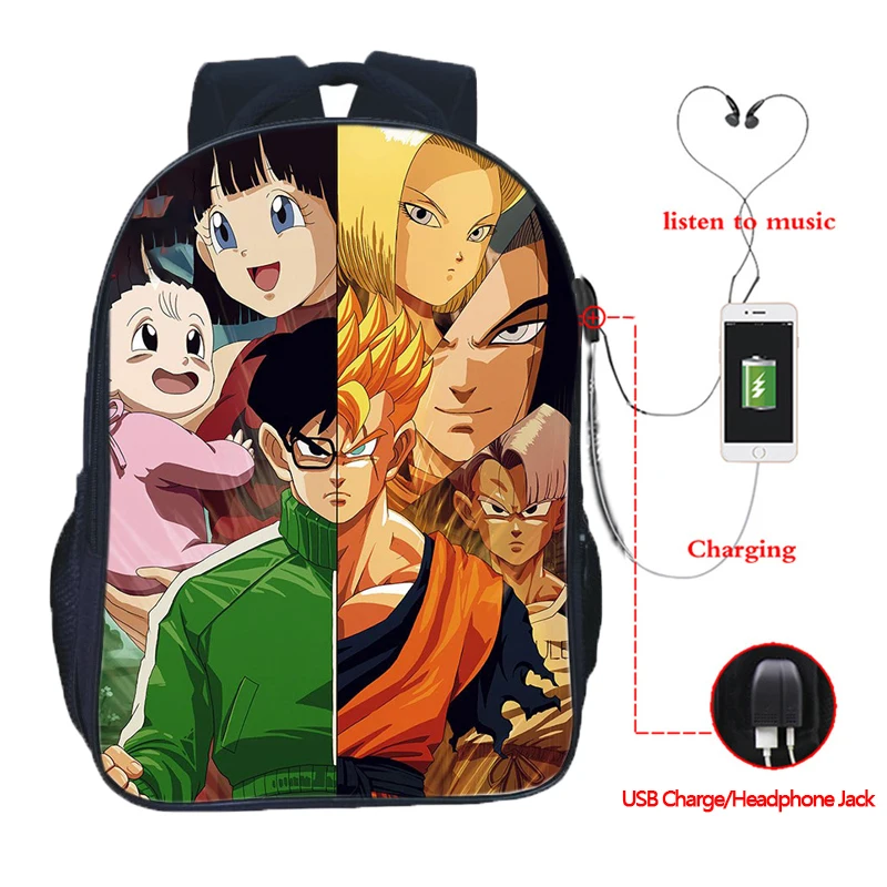 11 Dragon Ball для мальчиков и девочек подростков рюкзаки отец Сон Гоку Сплит USB зарядка школьные сумки Вегета красивый для мужчин и женщин ранец - Цвет: 11