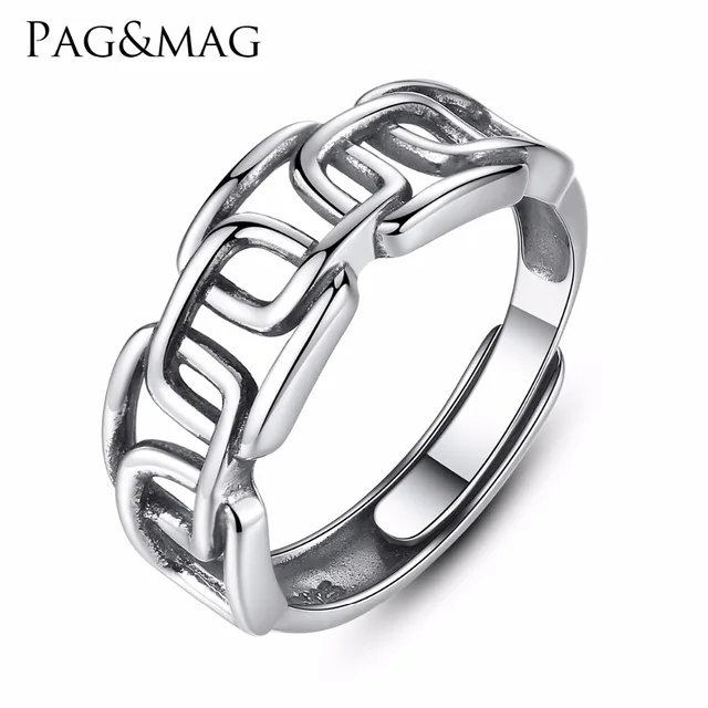 PAG&MAG Brand Authentic Sterling Silver Men&Women's Double Rings Also Buckle Vin PAG&MAG Brand Authentic Sterling Silver Men&Women's Double Rings Also Buckle Vin