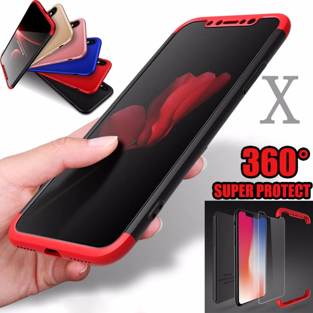Roybens для IPhone X нрав Стекло Экран протектор 3 в 1 Гибридный Панцири 360 Полный