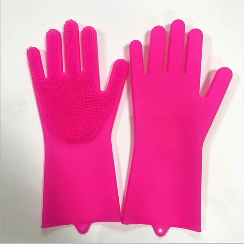 1 пара силиконовой губка для посуды резиновые перчатки для очистки пищевых продуктов губка многофункциональные перчатки для мытья посуды Волшебные силиконовые перчатки - Цвет: Red