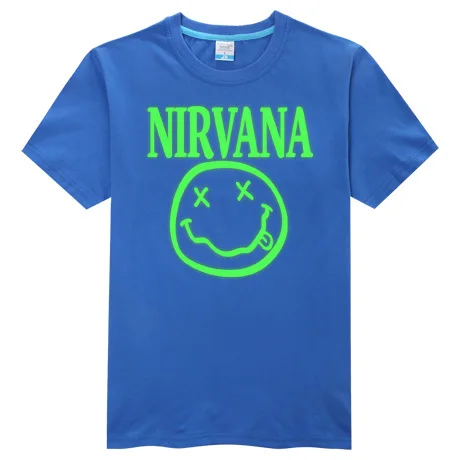 Мужская футболка со смайликом Nirvana с лайками на Фейсбуке светящаяся футболка|men