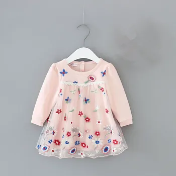 

Girls Dresses Lantern Sleeve Flowers Embroidery Ball Gown for Kids Clothes Wedding Party Tutu Dress Christmas Children Clothes