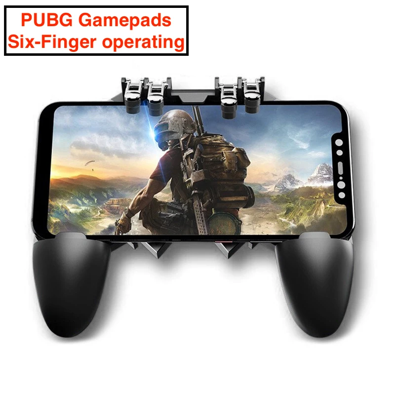 

PUBG Mobile Gamepads Six Finger All-in-One PUBG Gamepads Controller Free Fire Key Button Joystick Gamepad L1 R1 PUBG Trigger