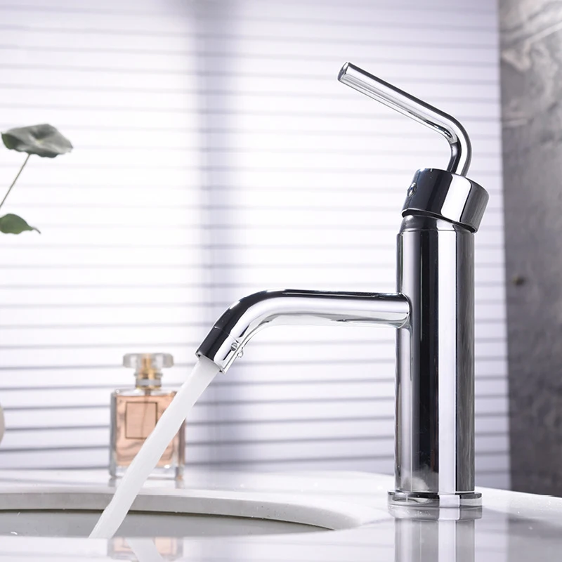 Basin Taps Brass Deck Mounted Bathroom Sink Faucets Single Hole Hot And Cold Water Mixer Taps Chrome Basin Faucet High Basin Taps Brass Deck Mounted Bathroom Sink Faucets Single Hole Hot And Cold Water Mixer Taps Chrome Basin Faucet High