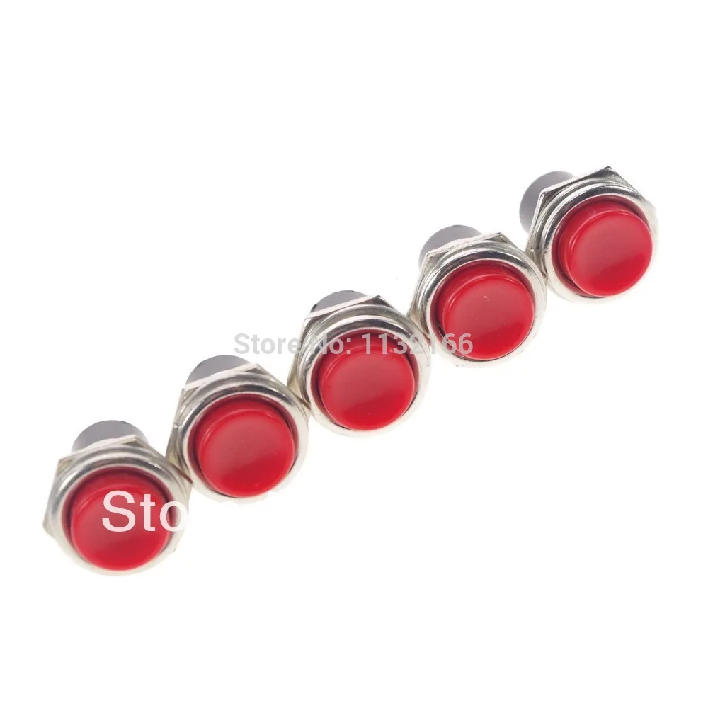 

Red Hole 16mm 2 Pin SPST ON-(OFF) 3A 125VAC NC Momentary Push Button Switch
