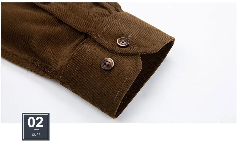 Casual Men's Standard-fit Long-Sleeve Corduroy Shirt Cotton Classic Button-Down Silhouette Embroidered Mens Dress Shirts 6001 (18)