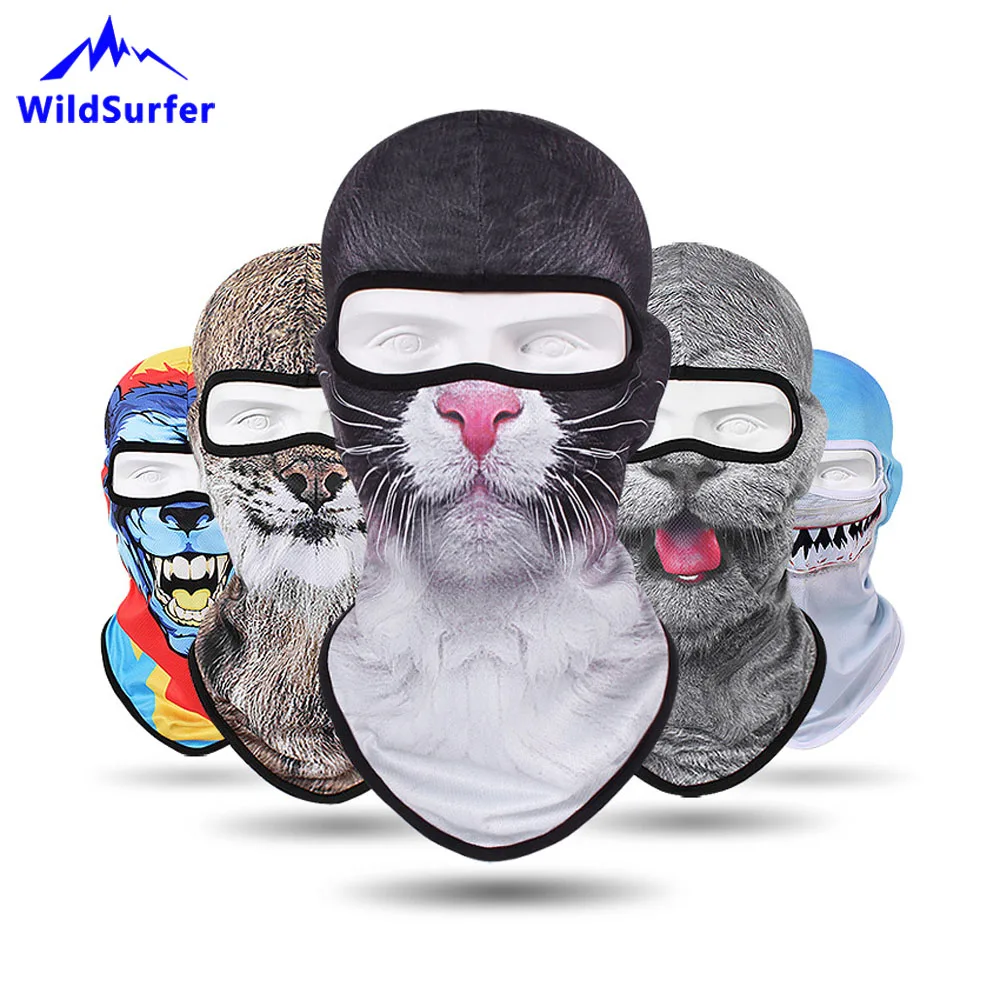 

WildSurfer Motorcycle Balaclava Cycling Full Face Mask 3D Animal Helmet Windproof Quick Dry Breathable Hat Bike Shield Hood FJ50