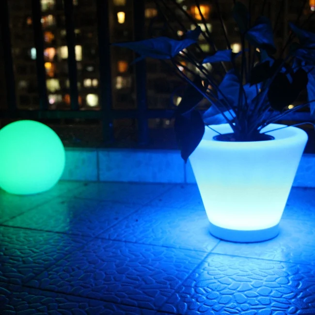 Цветная(RGB) Цвет изменения чашка для светодиода свет светодиодный цветочный горшок с подсветкой с дистанционным управлением(D27* H23.5cm) 6 шт./лот