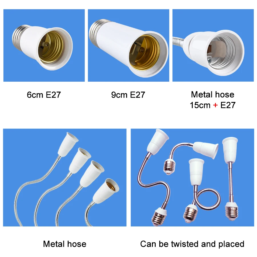 E27 to E27 Lengthen Lamp Base Lamp Holder Converter LED Light Base Socket Extension Adapter Screw 6/9/15/20/30/35/60cm lamp bulb holder lamp holder lamp base lamp socket extender socket converter led lamp base lamp socket adapter