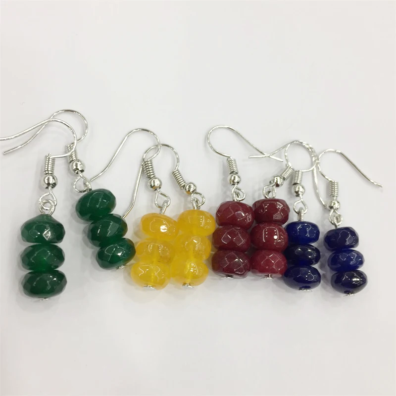 

Vintage Classic Natural Stone Earrings Newest Jewelry Simple Fashion Cute 5*8mm Rubies Emeralds Pendant Drop Earrings for Women
