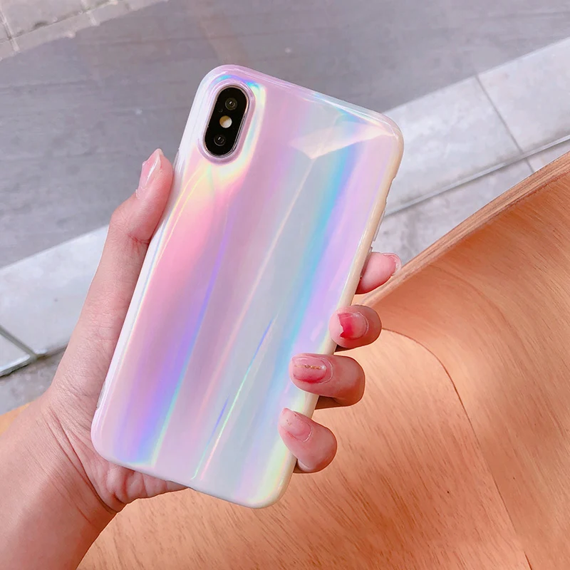 Чехол Aurora laser marble для iphone 11, 11Pro Max X, XR, XS Max, глянцевый мягкий силиконовый чехол для iphone 6, 6s, 7, 8 Plus, задняя крышка для телефона