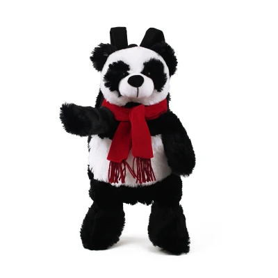 Candice guo Плюшевые игрушки мультфильм животных панда Медведь кенгуру Пингвин shapei собака рюкзак школьный плечо сумка подарок 1 шт - Цвет: panda