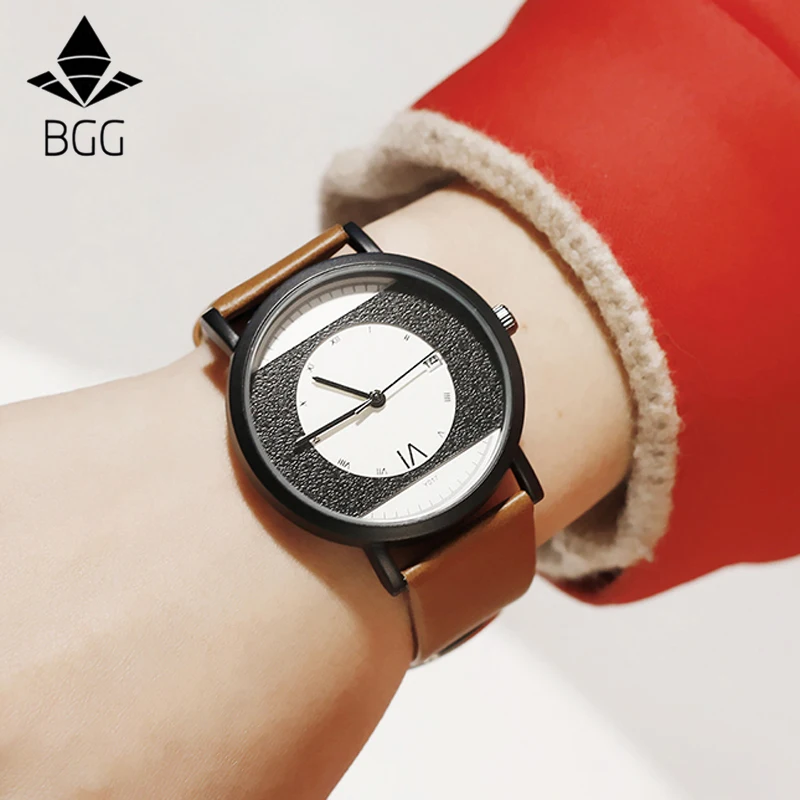 BGG новый дизайн дамы Роман Количество Кварцевые часы Для женщин календарь Водонепроницаемый мягкие кожаные модные Повседневное наручные