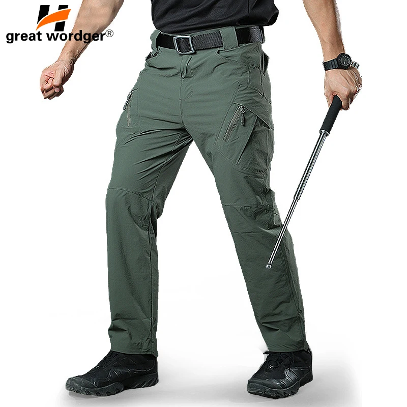  IX9 Men Plaid Tactical Pants Mens Waterproof Cargo Pants Military Sports Hiking Pants Army Combat T