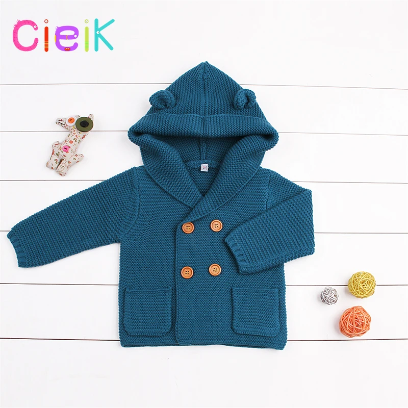 CieiK 2018 New Spring Baby Hooded Outwear Newborn Boys Jacket Rabbit Cute Infant Knitted Infant Girls Clothes Kids Winter Coats (2)