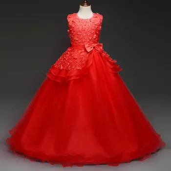 

Children's Summer Princess Dress Girl Sleeveless Wedding Lace Robe Dresses Girl`s Flower Dress Evening Party Costumes for 14 16
