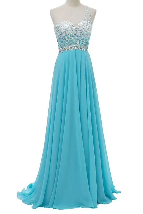

Elegant Real Photo A-Line Evening Dress Vestido De Festa Sweetheart Sparkly Crystal Beading Open Back Prom Dresses