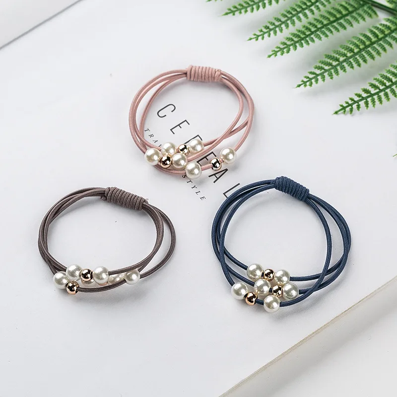 2018 Hair Accessories Pearl Elastic Rubber Bands Ring Headwear Girl Elastic Hair Band Ponytail Holder Scrunchy Rope Hair Jewelry - Image 6