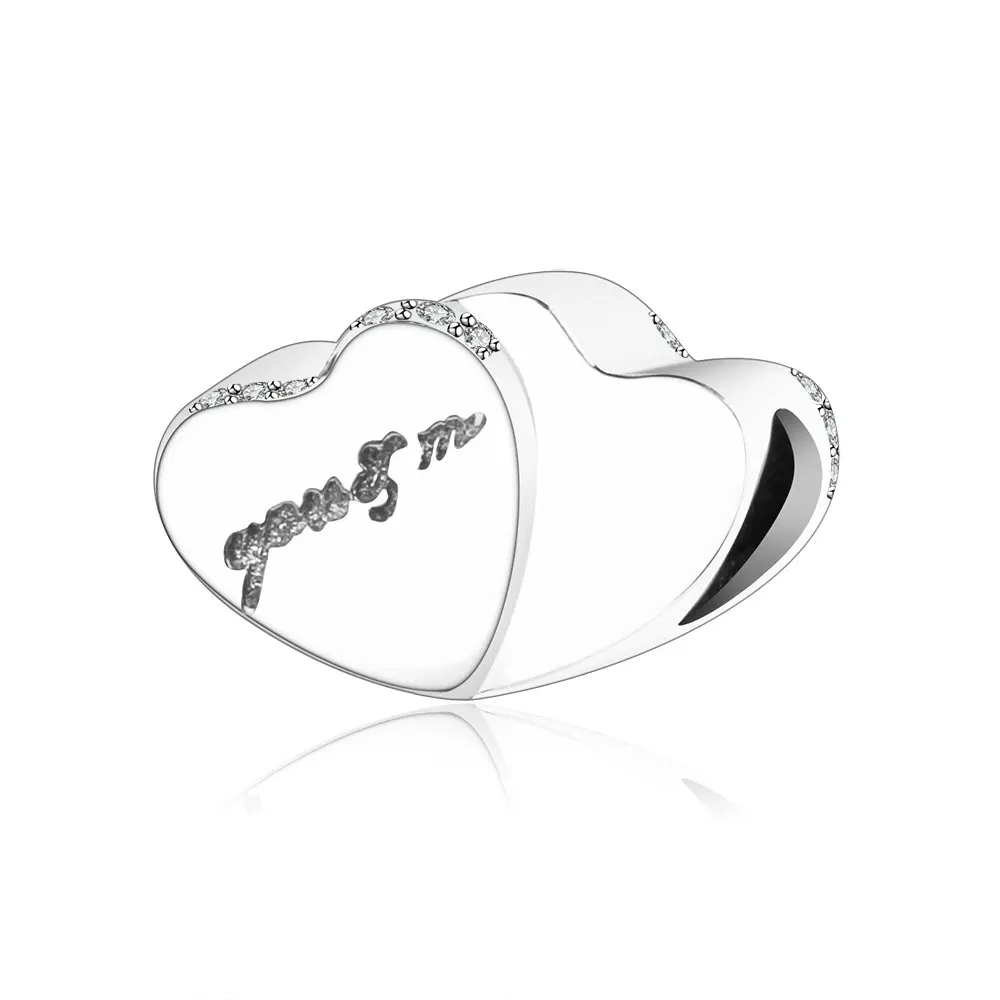 

Fit Original Pandora Charms Bracelet & Necklace Authentic 925 Sterling Silver Double Heart You & Me Beads 2018 Women DIY Jewelry