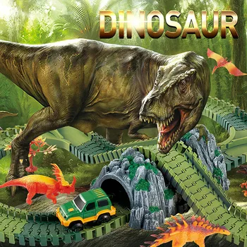 

Besegad 157PCS Jurassic Dinosaur Flexible Race Toys Set Track Electric Car for Kids Children Birthday Christmas Halloween Gifts