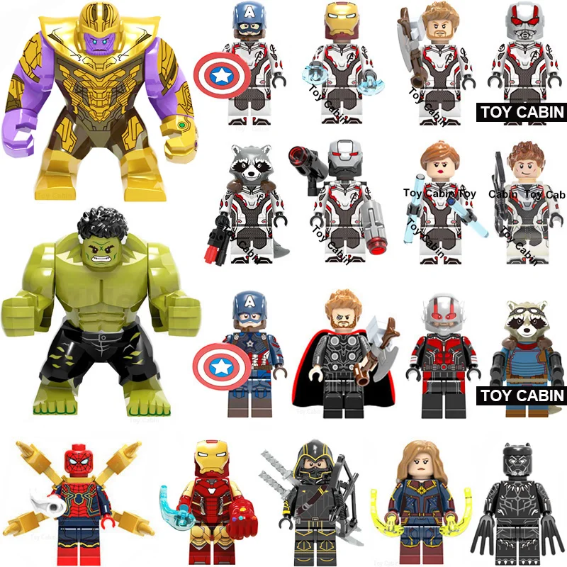 

Super Heroes Marvel Avengers Endgame Iron Man Thanos Thor War Machine Spiderman Captain America Hulk Block Kit Toys
