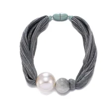 

Fashion Large Imitation Pearl Ball Pendant Necklaces For Women Dropshipping Jewelry Punk Bling Gauze Rope Statement Necklce Gift