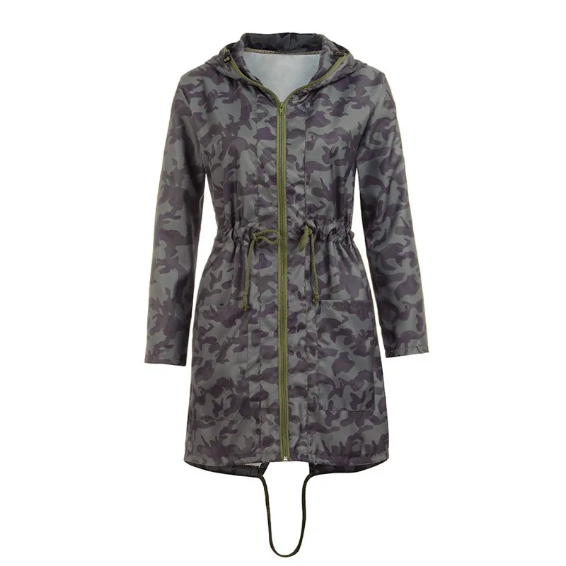 

New Style Womens Female Outwear Coat Jacket Hooded Long Sleeve Coat Jacket Windbreaker Camouflage Outwear Wolovey#20