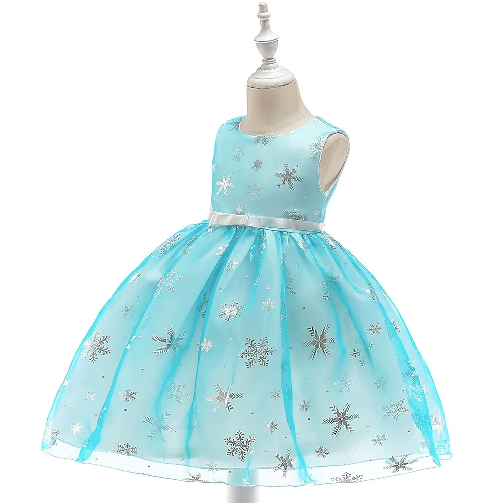 Летнее платье для девочек; платье принцессы со снежинками для маленьких девочек; Рождественская одежда; свадебные платья