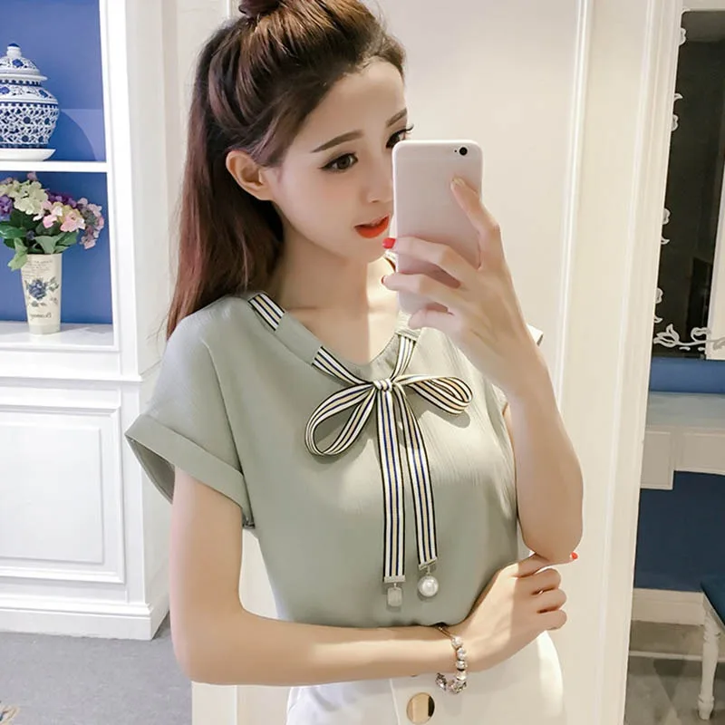 Женские блузки mujer de moda шифоновая крутая Дамская сорочка в Корейском стиле модная