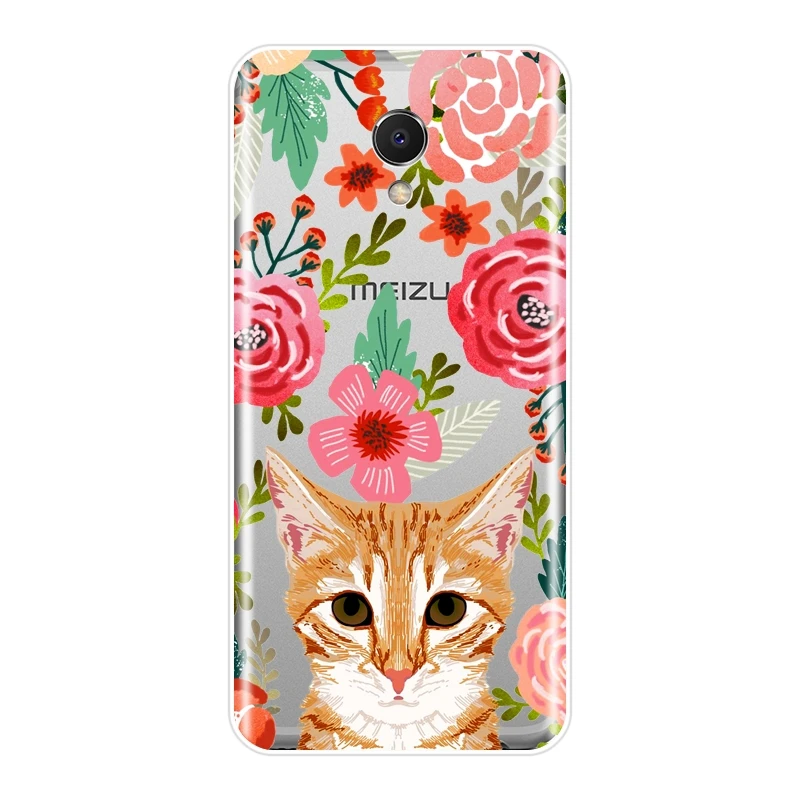 Мягкая задняя крышка для Meizu M2 M3 M5 M6 Note цветы мопс собака кошка лиса чехол телефона
