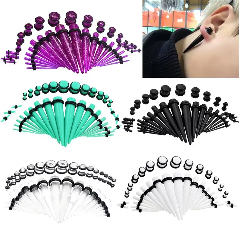 

36pcs/set Acrylic Ear Gauge Taper Ear Plug Stretching Kits Multicolor Ear Flesh Tunnel Expansion Body Piercing Jewelry 1.6-10mm